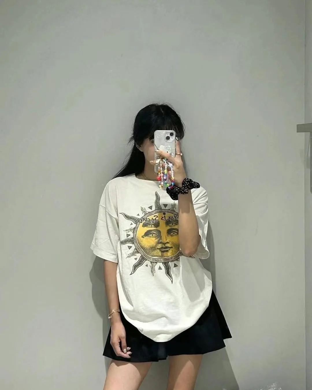 CACTUS PLANT FLEA MARKET x SAINT Mxxxxxx SUN SS TEE/WHT CPFM joint model Four-eye sun printed short sleeves Off-white S-XL Cylindrical fabric without side seams 220g high weight OE yarn ⚠️Note: It is almost meaningless if it is not a cylindrical fabric Customized CPFM joint main mark/wash mark/little angel anti-counterfeiting label Original-level printing factory Top purchasing level
